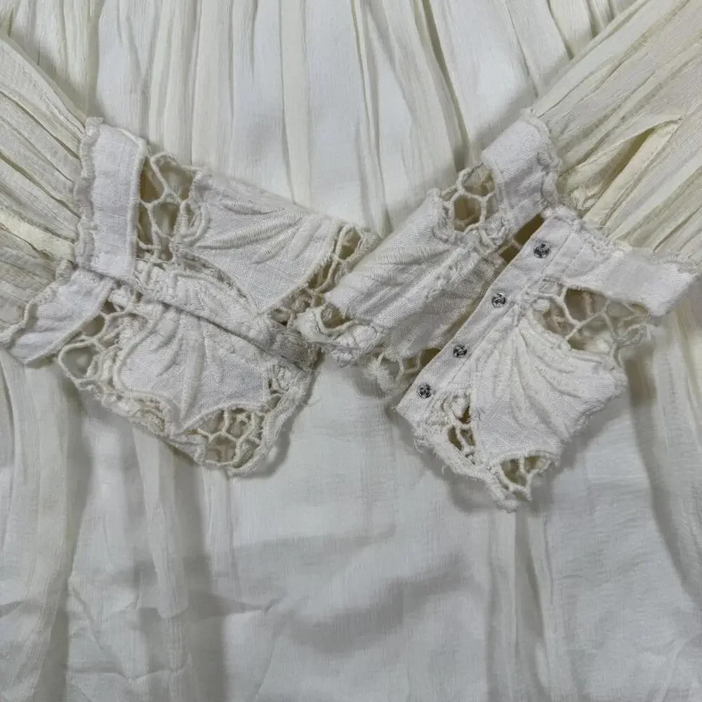 Free People Dreamland Dress Womens 10 Ivory Lace Boho Romantic Cottagecore - Picture 8 of 8
